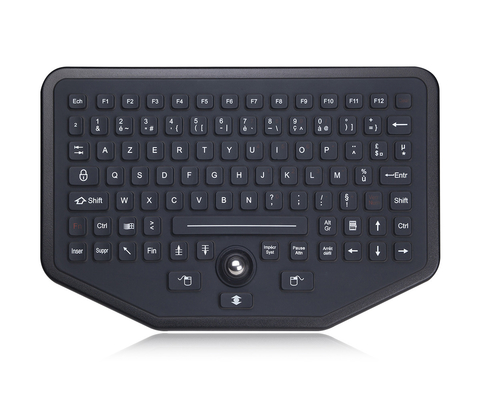Stand Alone Industrial Illuminated Keyboard With Trackball Black Color
