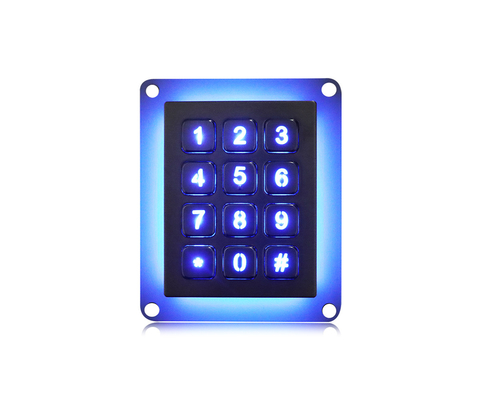12 Key Vandal Proof Backlit Metal Numeric Keypad For Cash Machine