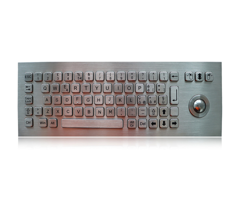 Vandal Proof Stainless Steel Mechanical Keyboard With 800 Dpi Optical Trackball Koisk Keyboard