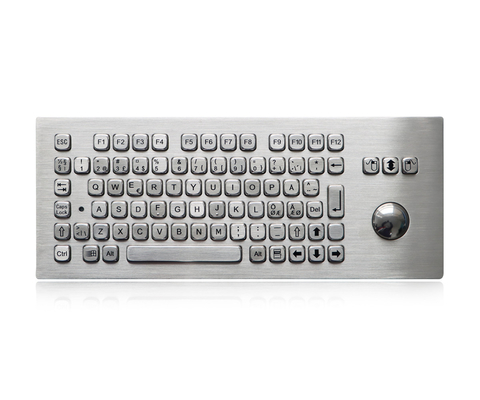 Anti Vandal Stainless Steel Metal Industrial Keyboard With Trackball For Kiosk