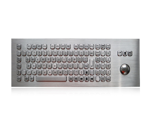 IP65 82 Keys Embedded Milk Proof Metal Kiosk Keyboard Optical Trackball For Outdoor