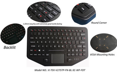 IP65 Wireless Bluetooth Industrial Keyboard Robust ABS With Touchpad Backlit