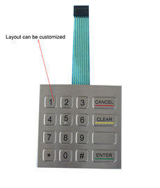 IP65 Dynamic 0.45mm Stroke FFC Cable Metal Numeric Keypad