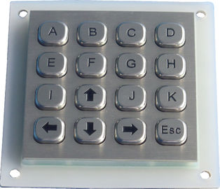 Rear Panel Mounting Metal Keypad Dot Matrix 16 Keys Waterproof