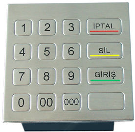 Water resistant  ruggized industrial  304 stainless steel numeric keypad 4 x 4