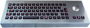 Desktop movable illuminated metal keyboard with integrated trackball IP65