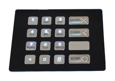 16 keys weather proof industrial black backlit metal numeric USB keypad with dot matrix