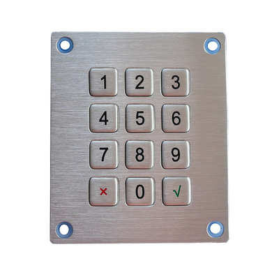 SUS304 Brushed Metal Numeric Keypad IK09 12 Keys Compact Format For Bank Kiosks