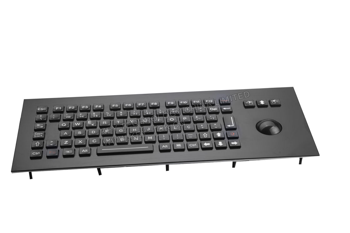Military Black Metal Keyboard With Trackball