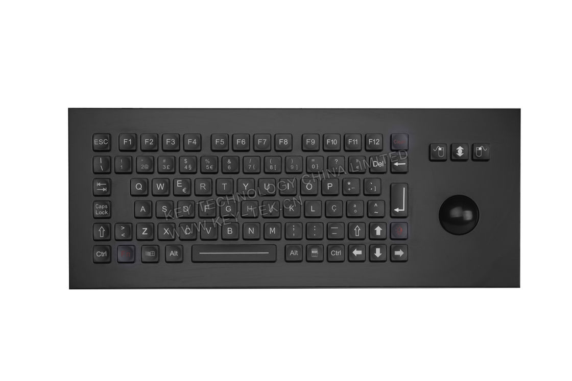 Military Black Metal Keyboard With Trackball