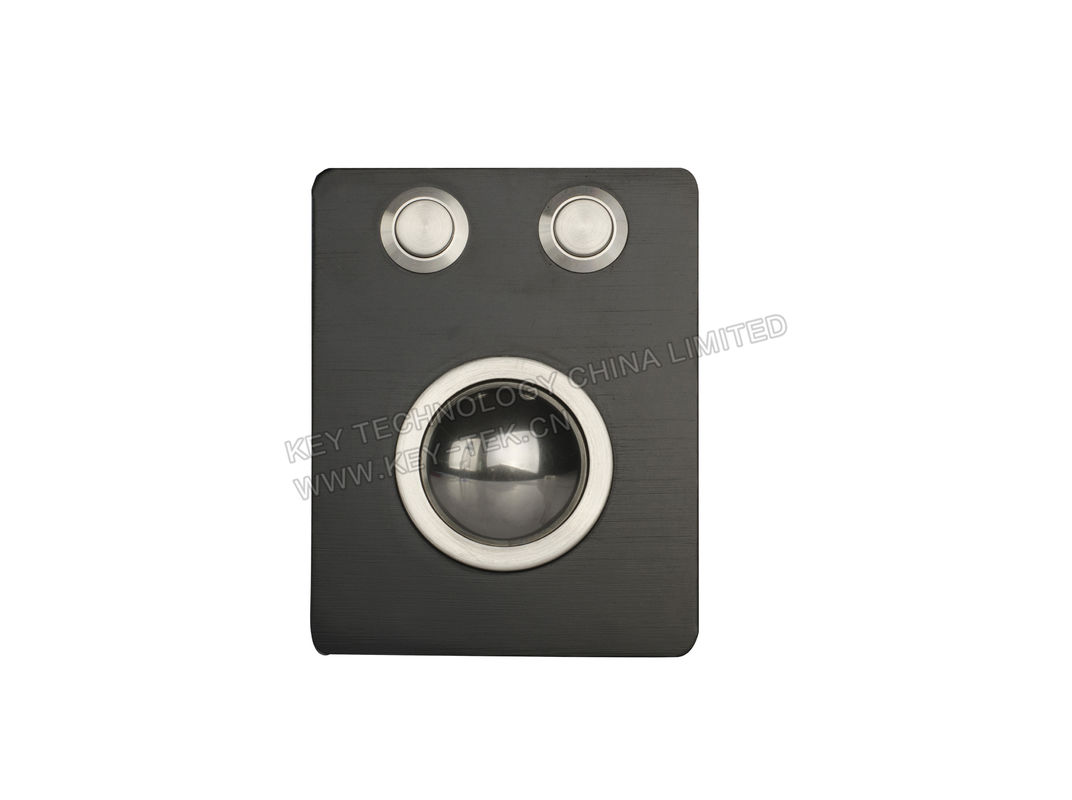 Mini Industrial Black Metal Trackball Pointing Device with Mouse Buttons at Top Panel Mount
