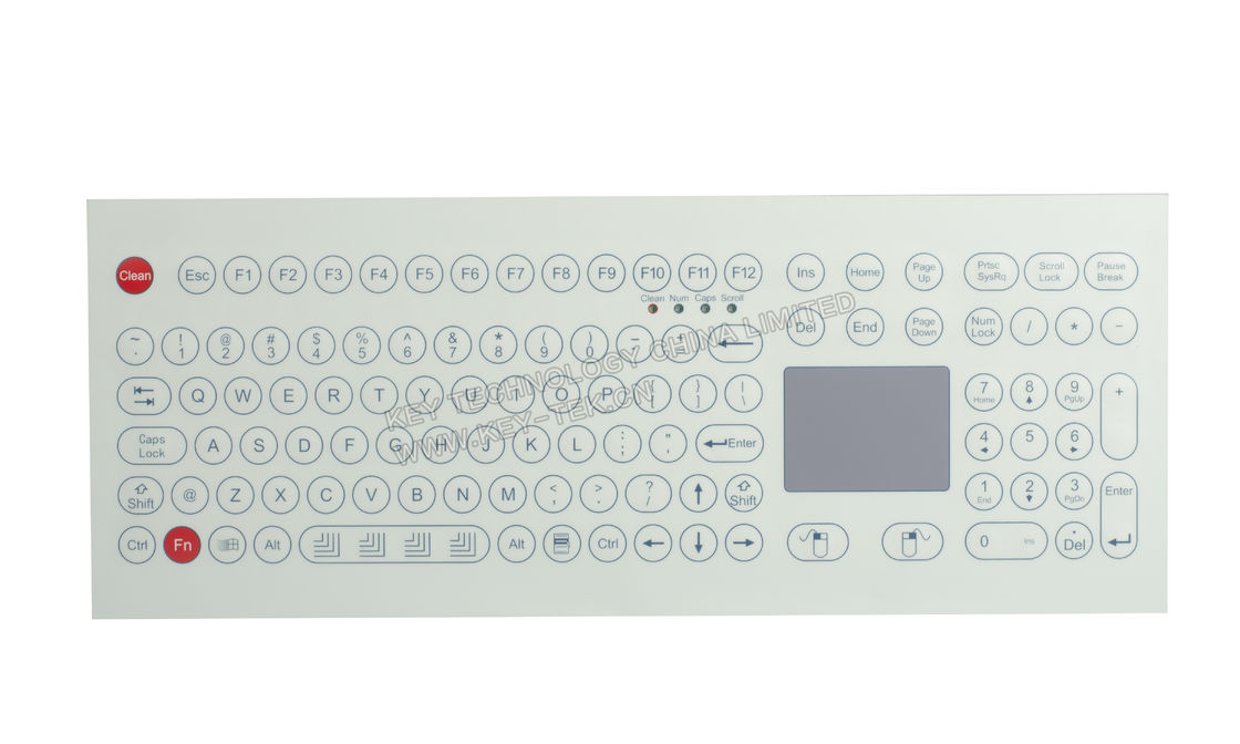 Membrane Matrial Metal Keyboard With Trackball ,108 Keys , White