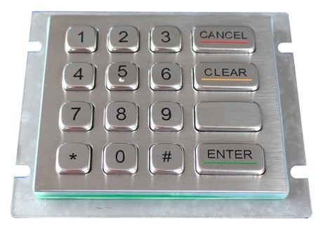 16 Keys 304 Stainless Steel Keypad With Arabic Numeric / Vandal Proof
