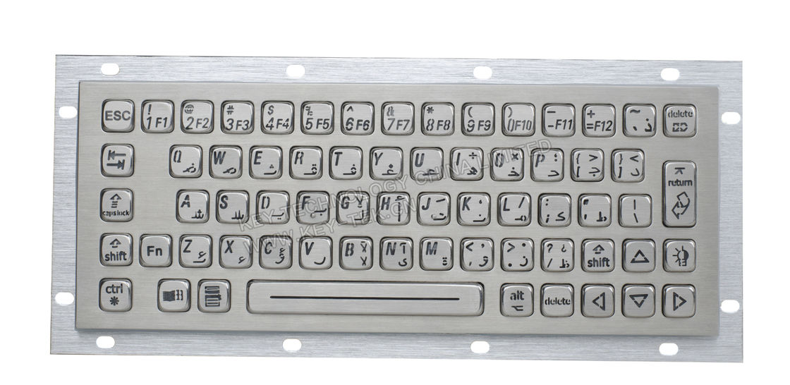 64 Keys Stainless Steel Backlit Usb Keyboard , Industrial Metal Keyboard With Trackball