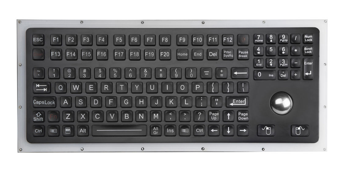 116 Keys Black Ruggedized Keyboard With Trackball And Numeric Keypad