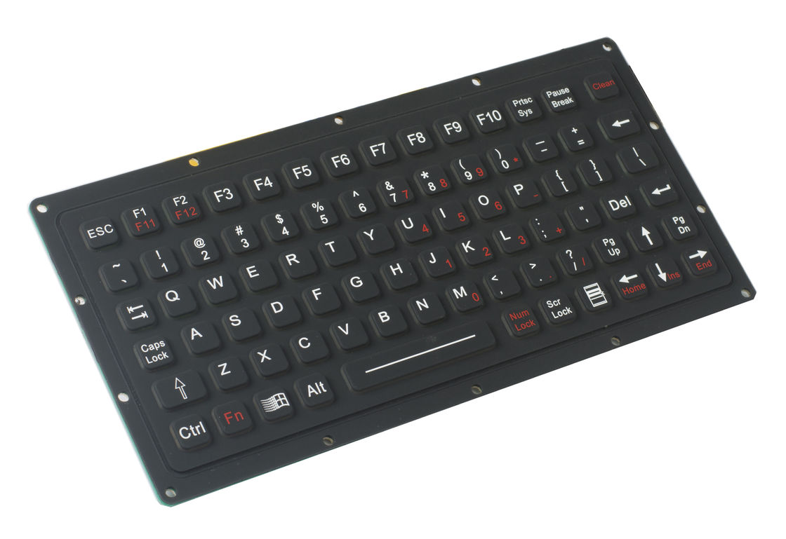 IP65 81 Keys Thin Black Silicone Rubber Keyboard  , 222.0mm X 100mm X 9.1mm Size