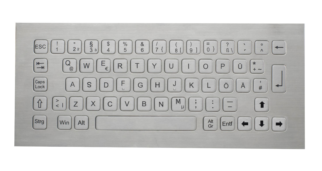 Dustproof top panel mounting stainless steel keyboard with USB or PS/2 interface