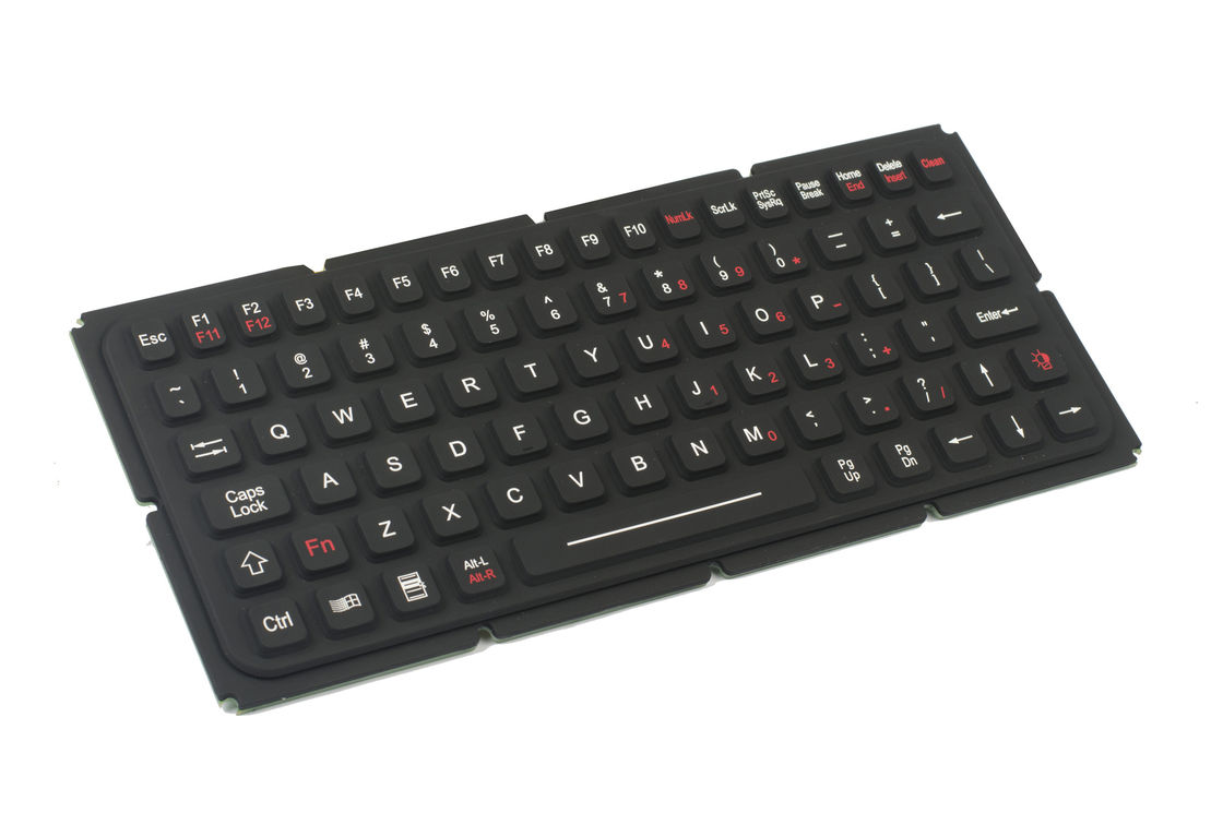 Illuminated IP65 ruggedized silicone rubber 83 keys keyboard for military computer