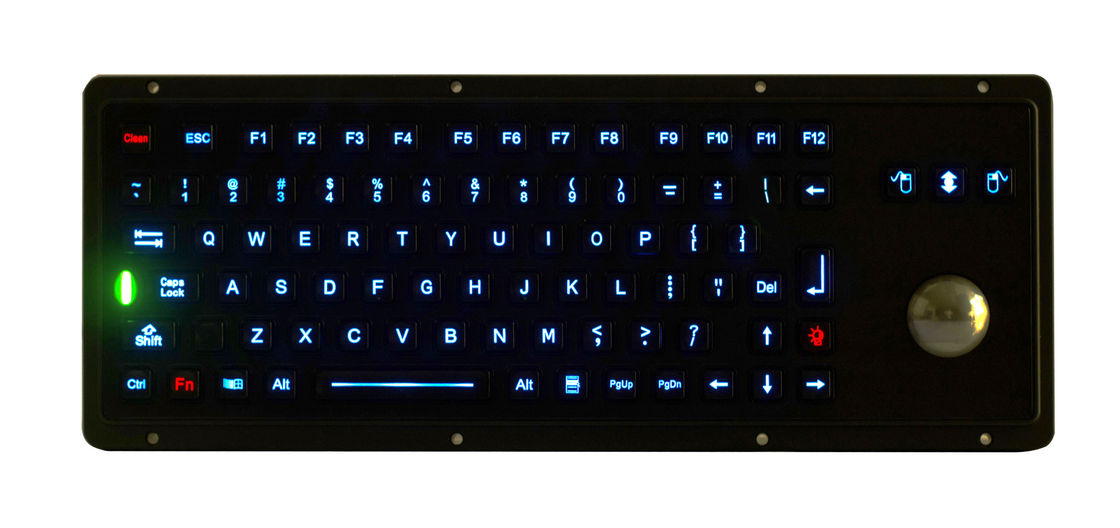 Black Marine Usb Panel Mount Keyboard With Optical Trackball