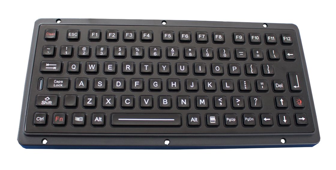 Black titanium vandal proof ruggedized keyboard with industrial backlight