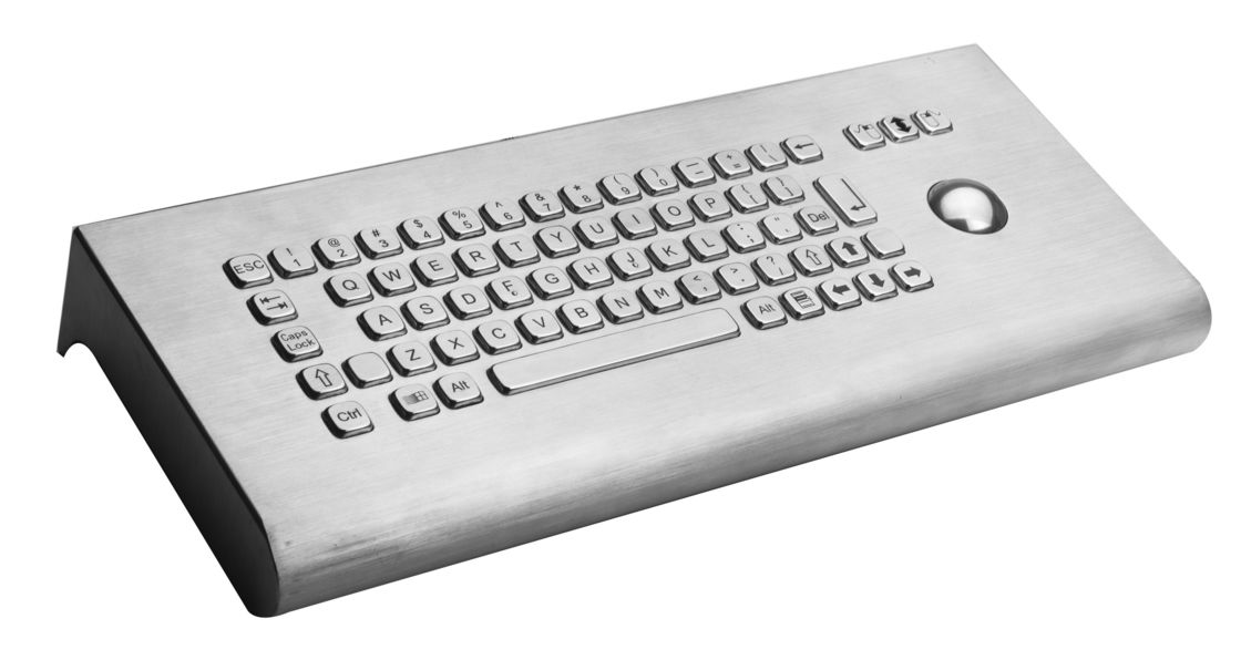 Kiosk industrial metal keyboard with trackball for public system weather - proof
