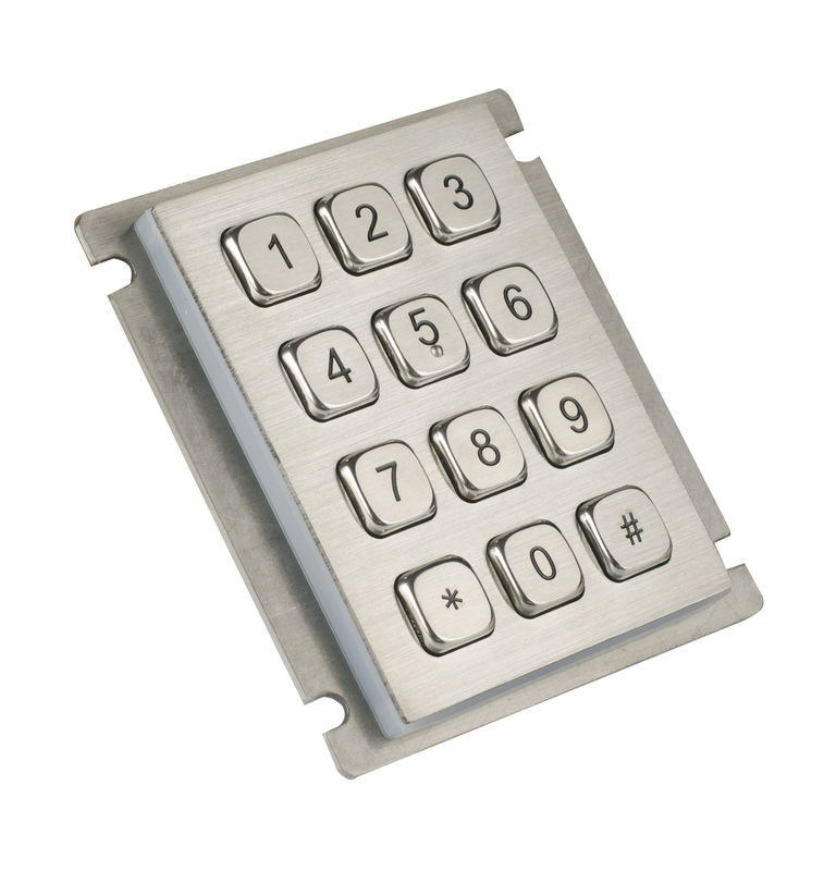 12 keys IP65 dust proof  long stroke stainless steel keypad with top panel mounting