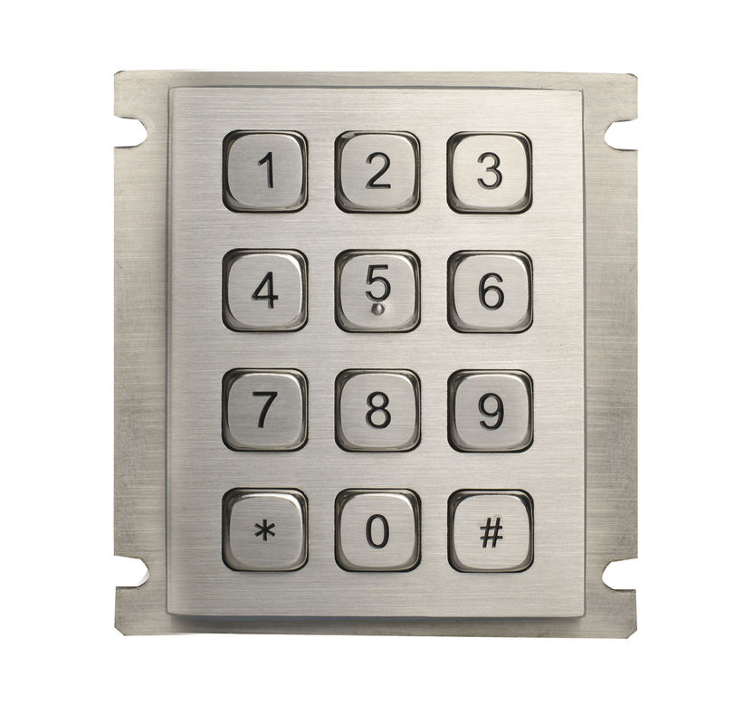 12 keys IP65 dust proof  long stroke stainless steel keypad with top panel mounting