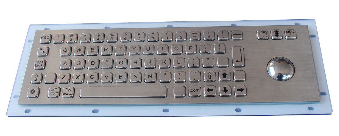Rugged Rear panel mount dot braille keyboard with 38mm mechanical  trackball