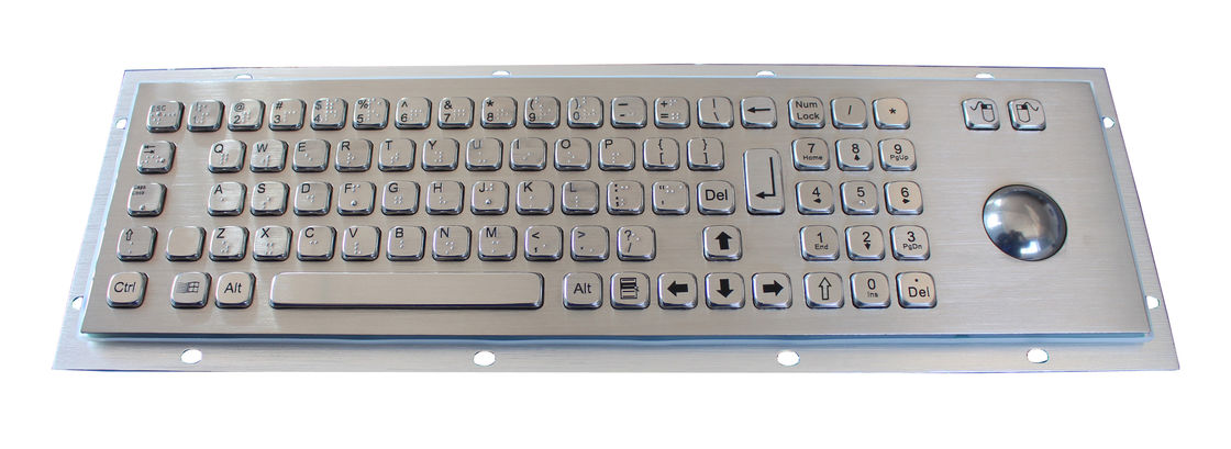 Dust - Proof Rugged stainless steel dot braille keyboard with optical trackball