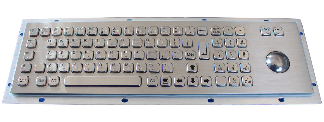 Dust - Proof Rugged stainless steel dot braille keyboard with optical trackball