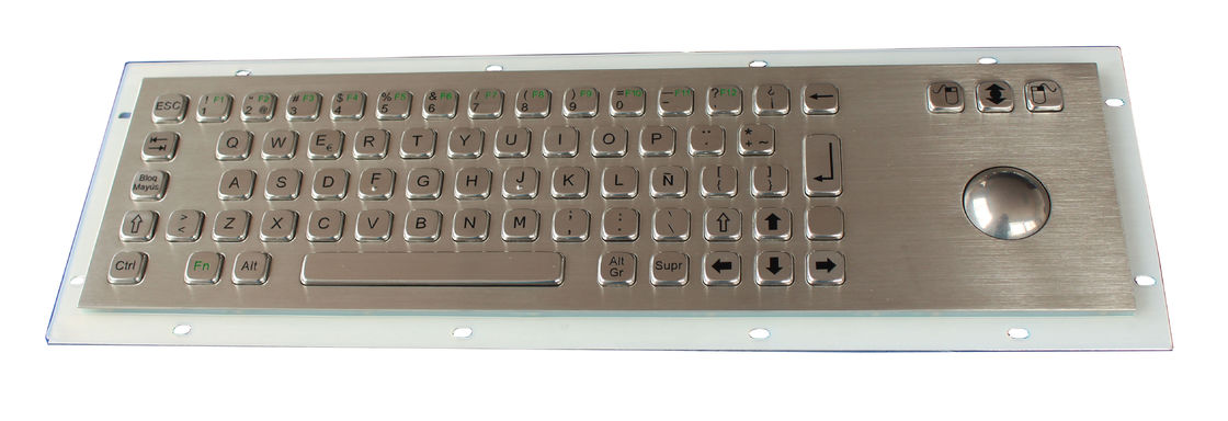 Vandal Proof SS Industrial Keyboard With Trackball , flat key keyboard with 69 Key