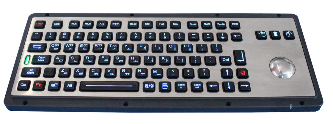 Brushed backlight industrial metal trackball keyboards for industrial & military