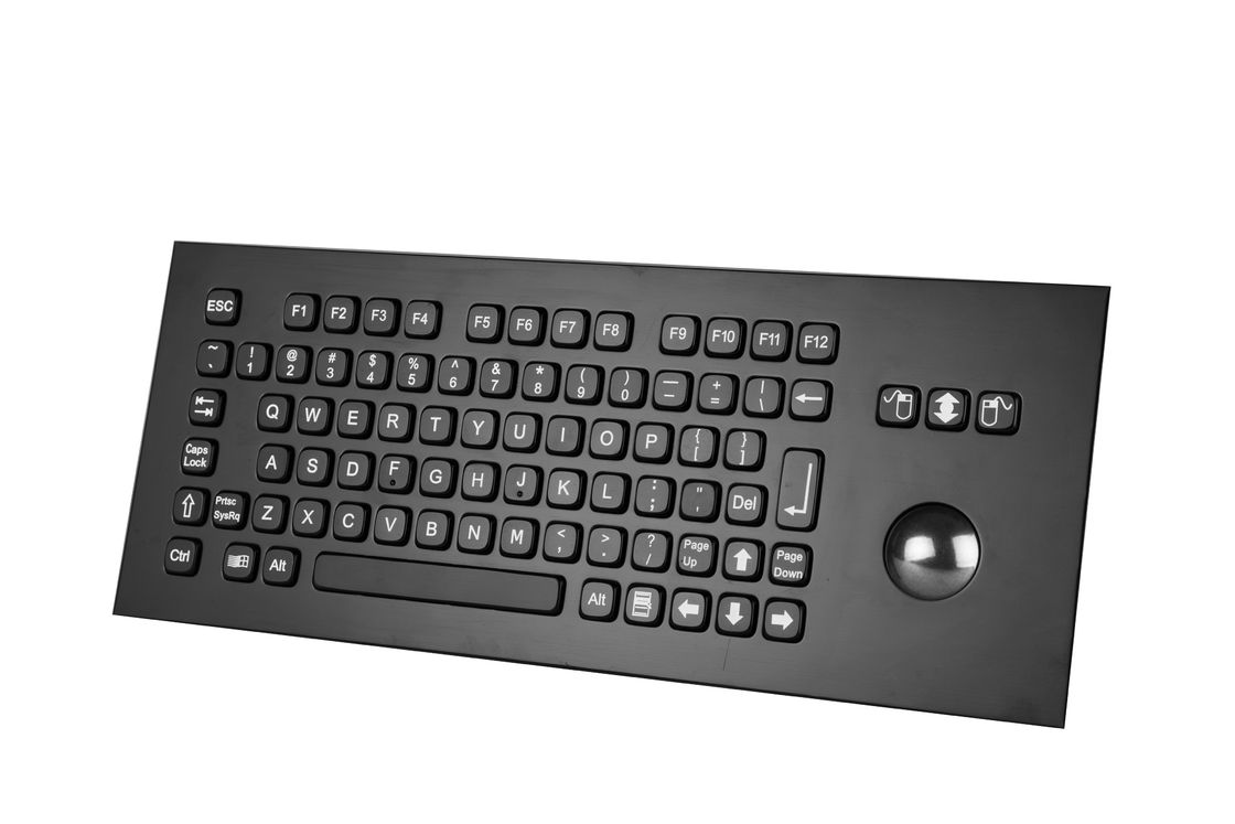 Panel Mount 69 Keys Trackball Black Metal Keyboard with Linux , Unix , Mac OSX
