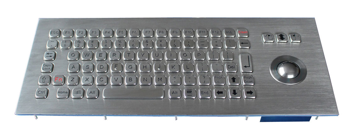 Ruggedized Metal Optical Trackball Keyboard 25.0mm IP68 84 Keys Weather Proof