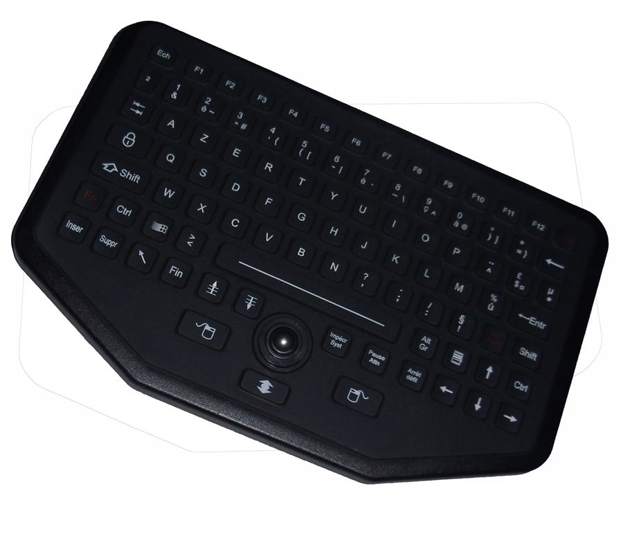 92 key sealed rugged silicone rubber industrial keyboard with trackball for Vehicle use