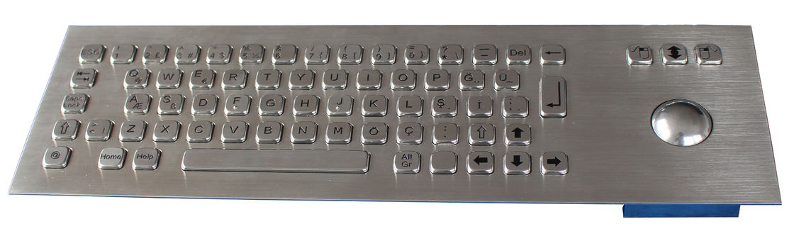 69 Keys Compact Format  IP65 panel mount keyboard with 38mm trackball USB interface