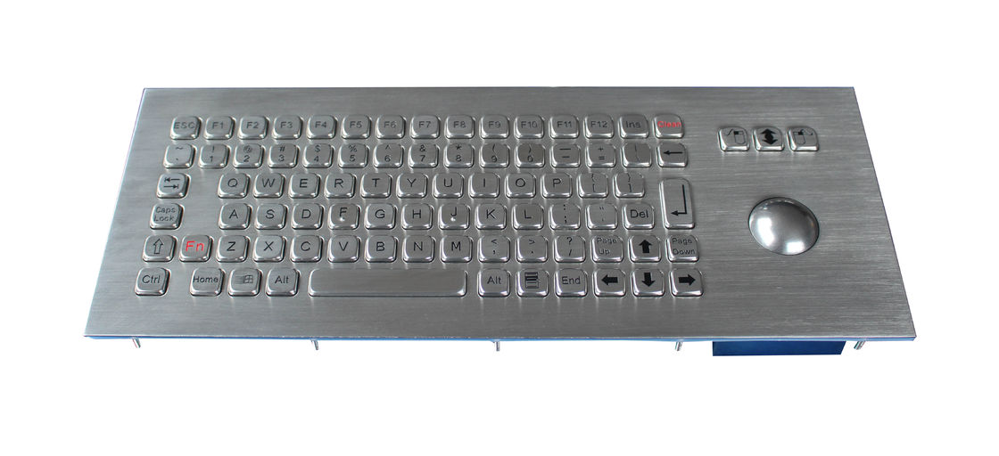 Dynamic washable stainless steel panel mount keyboard with trackball ,  84 keys