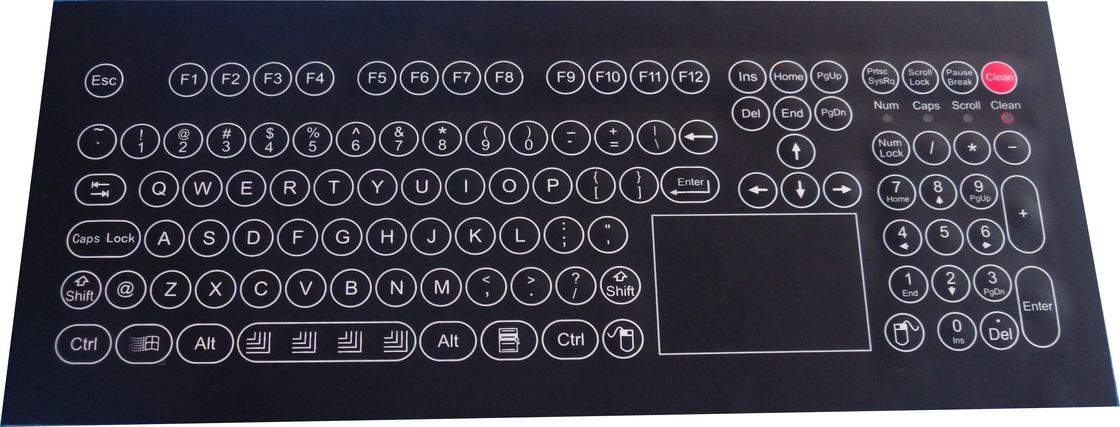 108 key IP65 top panel mounting industrial membrane waterproof keyboard with touchpad