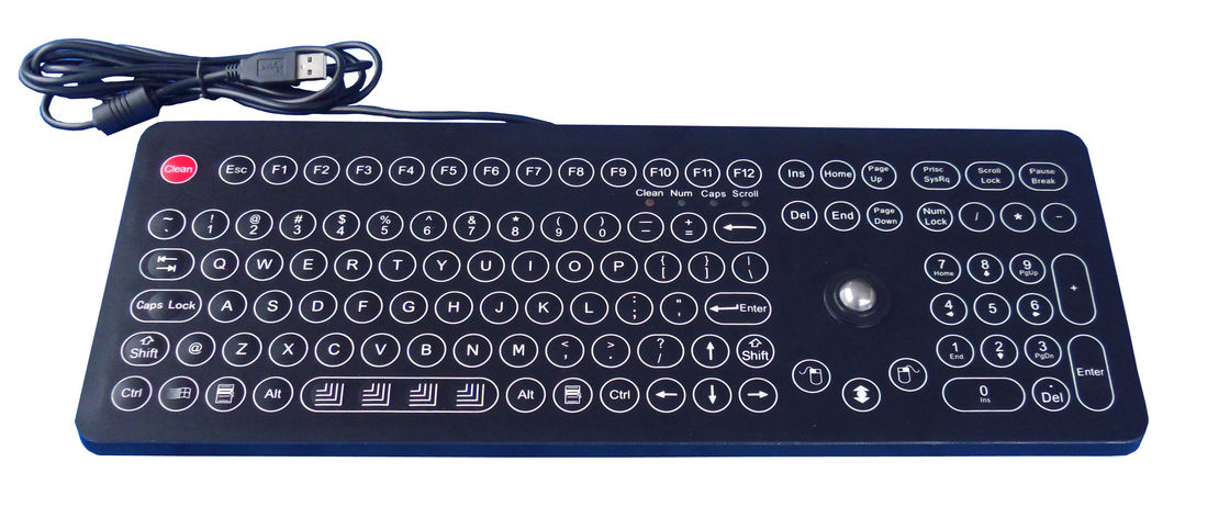 USB desk top  membrane industrial keyboard with trackball 16mm ,108 key