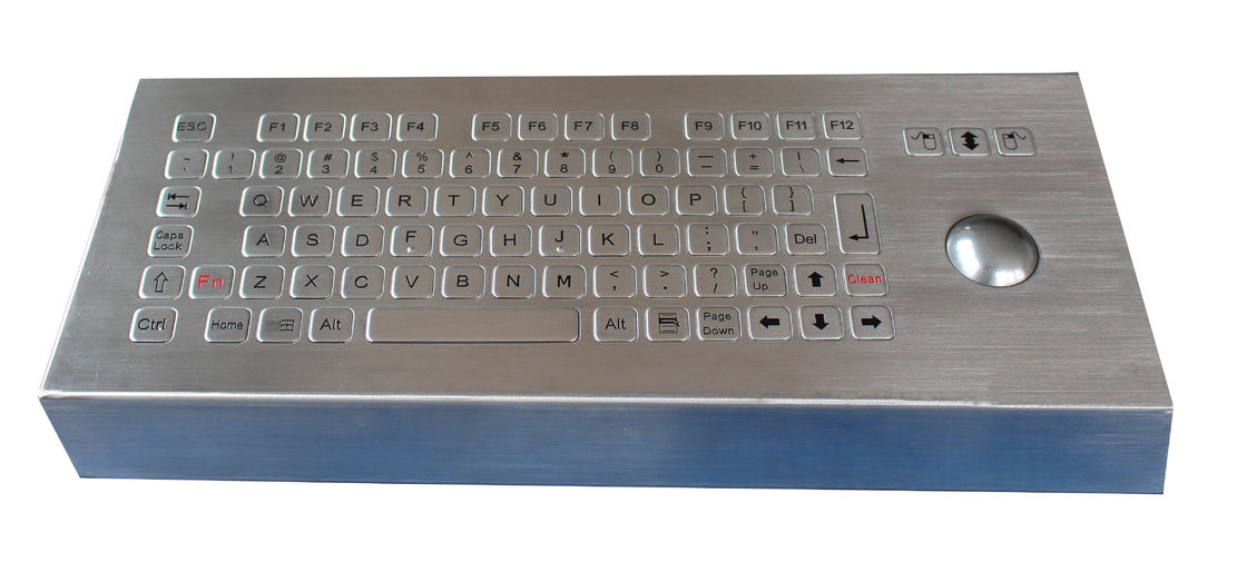 82 keys industrial dynamic waterproof desktop metal keyboard with trackball and Fn keys