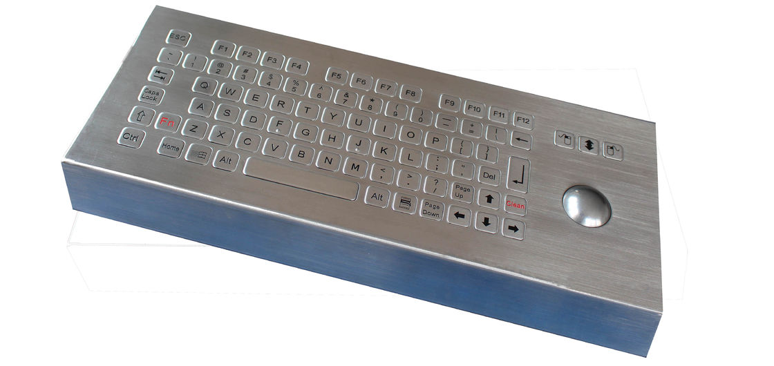 82 keys industrial dynamic waterproof desktop metal keyboard with trackball and Fn keys