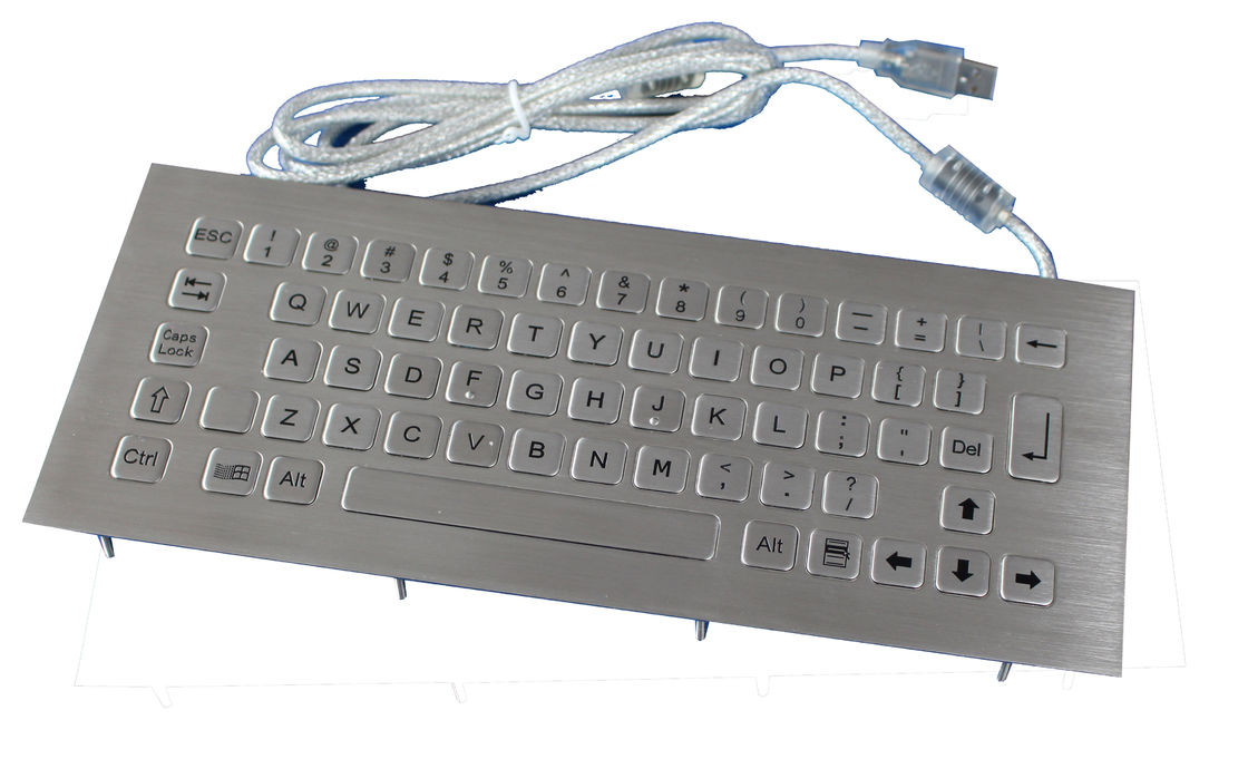 Dustproof top panel mounting stainless steel keyboard with USB or PS/2 interface