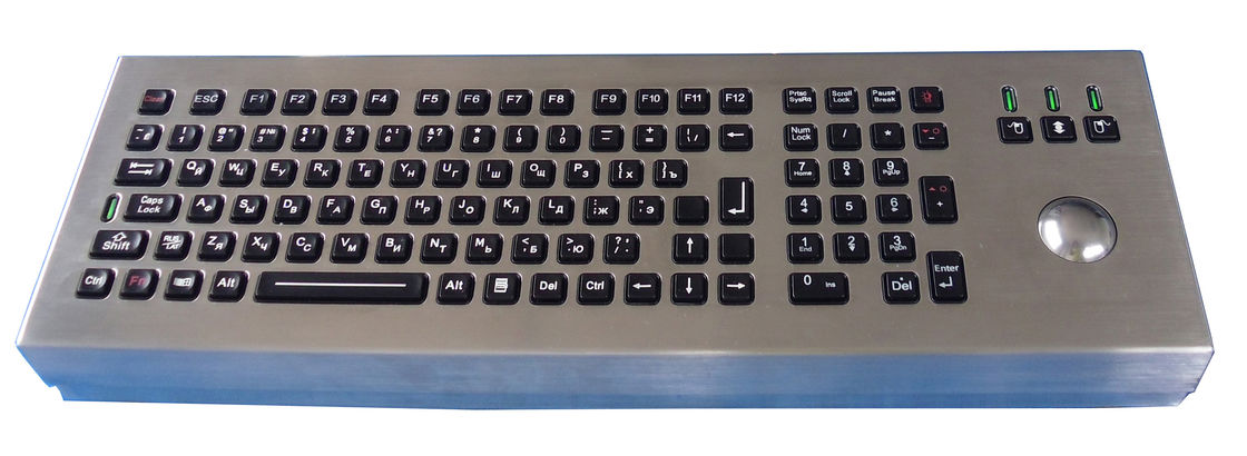 106 USB industrial brushed steel Keyboard with laser trackball backlight included