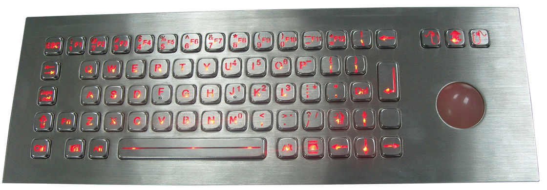 Stainless steel Illuminated USB Keyboard with trackball Compact Format