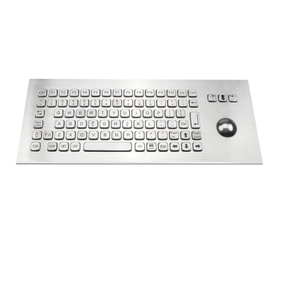 Industrial Ruggedized Keyboard Built In Trackball Vandal Proof Brushed Stainless Steel