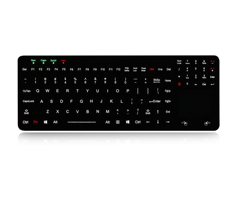110 Keys IP65 Dynamic Waterproof Sealed Silicone Industrial Keyboard With Touchpad And FN Keys