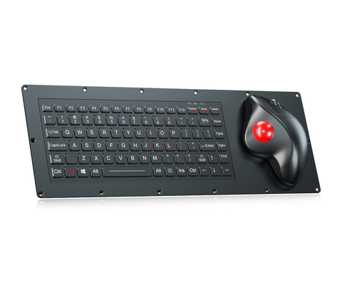Military Grade Industrial Keyboard with FN Function Keys and Optical Trackball Mouse