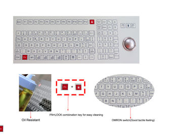 Food And Beverage Industrial Membrane Keyboard With Trackball Omron Switch